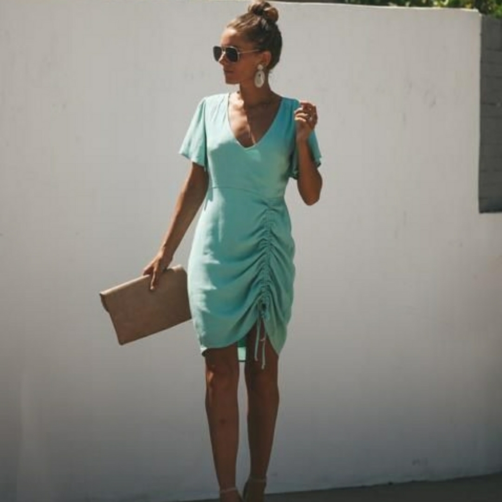 NWT small vici party favor ruched drawstring dress